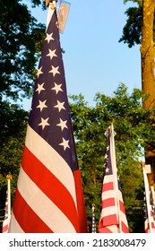 Morris Plains, NJ, USA - June 30, 2022: Field Of Flags In Morris Plains, NJ, Honors The Fallen And Shows Support For Active-duty Military, Veterans And First Responders With A Colorful Display.