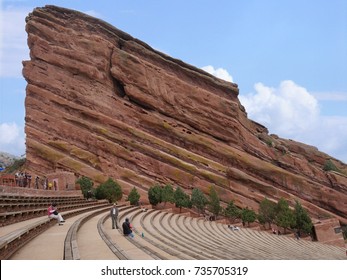MORRISON, COLORADO—OCTOBER 2017: Stunning red rock formations  at the Red Rocks Park and Ampitheatre in Morrison, Colorado.