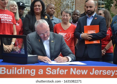 MORRISTOWN, NJ/USA - SEPTEMBER 10, 2019: New Jersey Governor Phil Murphy Signs Gun Violence Prevention Legislation In Morristown, NJ.