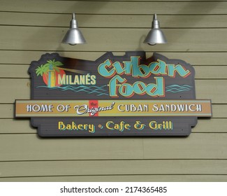 Morro Bay, CA, USA - June 26, 2022: Milanes Cuban Food Grand Opening Restaurant Sign