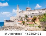 Morro Castle and its lighthouse from close range in Havana, Cuba