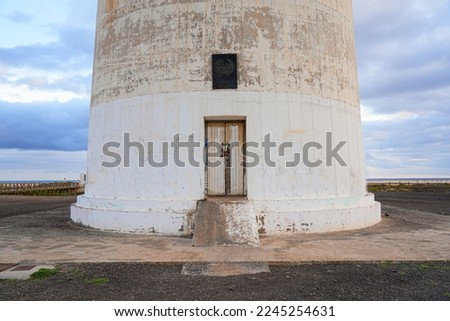 Morro Jable lighthouse, built out of concrete in 1991 on marshland on the Jandia Peninsula of Fuerteventura in the Canary Islands, Spain