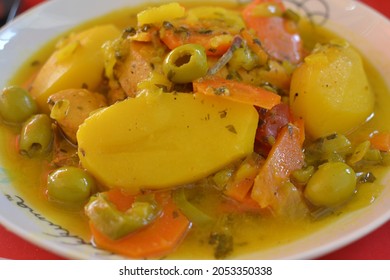 Morrocan Food  With Chicken, Potato Carrot And Olives 