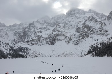 Morskie Oko - Lake In Mountains In Winter