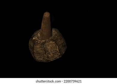 Mortar and pestle made of stone, isolated background. 