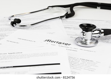 Mortgage Documents With Stethoscope