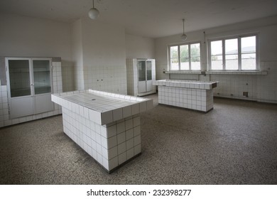 Mortuary Slabs At Old Abandoned Hospital