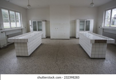 Mortuary Slabs At Old Abandoned Hospital