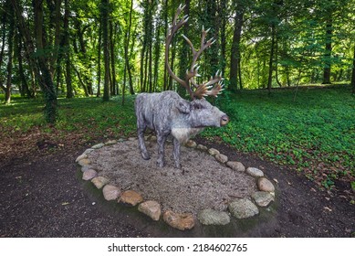 Moryn, Poland - July 13, 2017: Model Of Reindeer In Geopark In Moryn Town