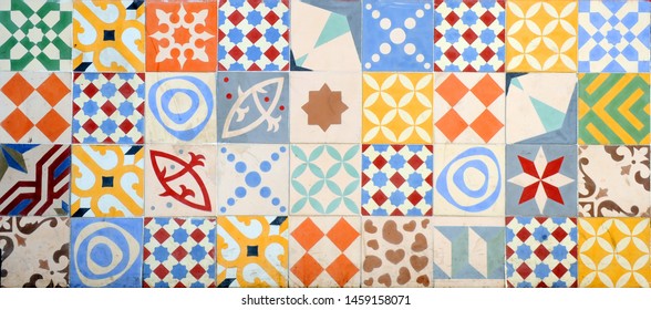 Mosaic of Hydraulic cement tiles, decorative fashion trend