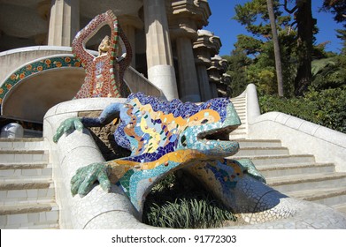 The Mosaic Lizard In Barcelona At Park Guell