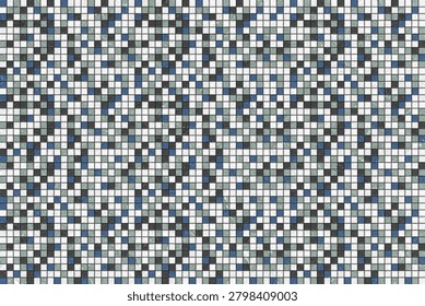 Mosaic Pattern Abstract: A visually intriguing abstract pattern composed of countless small squares, creating a complex and rhythmic mosaic. The interplay of shades of blue, grey.