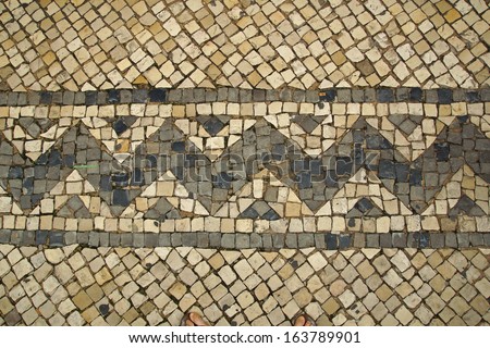 Mosaic tiles with squares and zigzag pattern