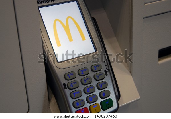 Moscow 02092019 Verifone Payment Terminal Mcdonalds Stock Photo