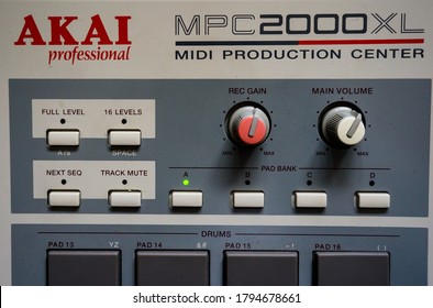 Moscow 12.08.2020 .Akai MPC Electronic Musical Instrument, Drum Machine For Creating Hip Hop Instrumentals