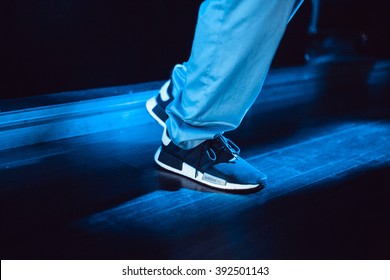 MOSCOW - 17 MARCH, 2016 : Presentation of new Adidas NMD sneakers at Mars Gallery