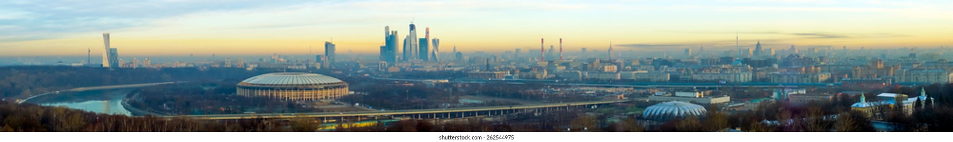 Moscow Aerial Panorama At Early Morning