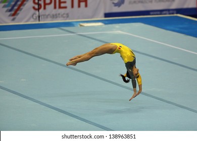 MOSCOW - APR 21: 2013 European Artistic Gymnastics Championships. Bulimar Diana Laura - Romanian Gymnast Do The Floor Exercise In Olympic Stadium On April 21, 2013 In Moscow, Russia.