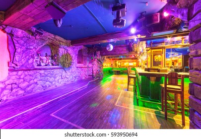 MOSCOW - AUGUST 2014: Interior Of The Mexican Nightclub Restaurant 