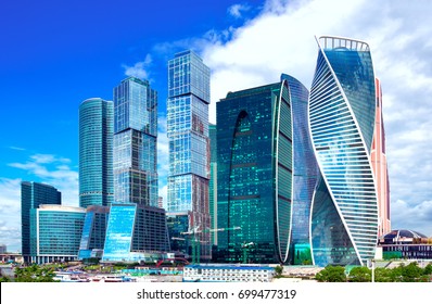 Moscow City, Russia Modern City Centre Of Skyscrapers.