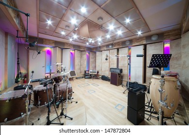 MOSCOW - DEC 25: Empty Room With Music Equipment In Recording Studio Nautilus On December 25, 2012 In Moscow, Russia.