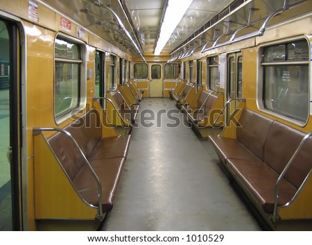 Moscow. Interior of a classic subway car (built in 1986)