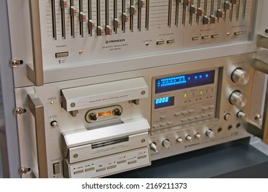 Moscow- June 19, 2022:Pioneer Rack System.Graphic Equaliser SG-9800. Stereo Cassette Tape Deck CT-F1250. 