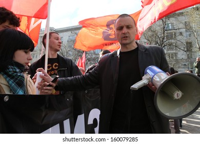 MOSCOW - MAY 1: Sergei Udaltsov (r) - Russian Leader Of The Left Front Movement During Of Protest Against Vladimir Putin, May 1, 2011 In Moscow, Russia. He Has Been Under House Arrest Since Feb 2013.