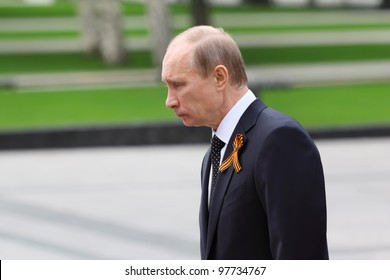 MOSCOW - MAY 8: Prime Minister Vladimir Putin At Ceremony Of Wreath Laying At Tomb Of Unknown Soldier At Victory Day, On May 8, 2011, Moscow, Russia.