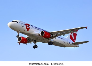 MOSCOW - MAY 9, 2013: CSA Czech Airlines Airbus A320 arrives to Sheremetyevo International Airport, Russia.