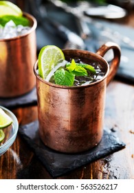 Moscow Mule Cocktail In Copper Mug