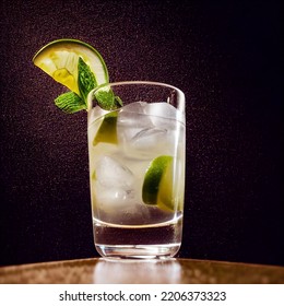 Moscow Mule Cocktail. Glossy Photograph. Studio Lighting. Bar Backdrop.