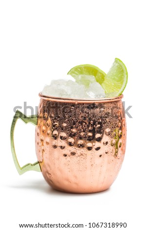 Moscow mule cocktail isolated on white background