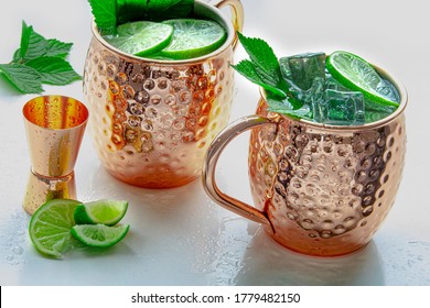 Moscow Mule Mug Cocktail Drinks On A White Background