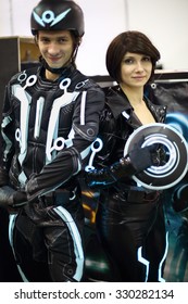 MOSCOW - OCT 12, 2014: Portrait Of Tron Legacy Of Heroes At The EveryCon 2014 In The Exhibition Center Sokolniki 