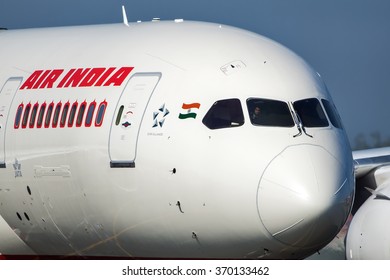 Moscow Region, Domodedovo, Russia - July 07, 2014:  First Flight Boeing 787 Dreamliner VT-ANP Air India To The Moscow Domodedovo International Airport