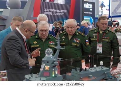 MOSCOW REGION, RUSSIA - AUGUST 18, 2022: First Deputy Minister Of Defense Of The RF Actual State Counselor R. Kh. Tsalikov And Deputy Minister Of Defense Of The Russian Federation Gene