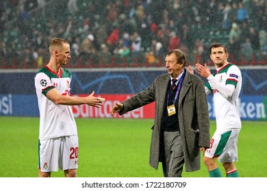 Moscow, Russia, 06 November 2019. Vladislav Ignatyev & Head Coach Of Lokomotiv Yuri Semin After The Football Match Of UEFA Champions League Between Lokomotiv & Juventus.