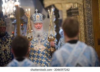 Moscow, Russia - 08 28 2017: Patriarch Kirill Of Moscow And All Russia At A Ceremony At The Assumption Cathedral In The Kremlin In Moscow.