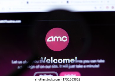 Moscow, Russia - 1 June 2020: AMCtheatres.com Website Page. AMC Entertainment Holdings Inc Logo On Display Screen, Illustrative Editorial.