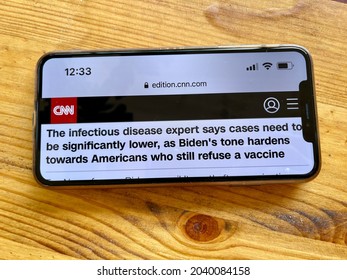 Moscow, Russia - 10 Of September 2021: CNN News Headlines The Infectious Disease Expert Says Cases Need To Be Significantly Lower, As Biden’s Tone Hardens Towards Americans Who Still Refuse A Vaccine.