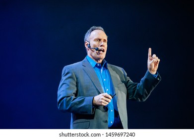 Moscow, Russia - 11.28.2017 /  Stephen M. R. Covey, An American Writer And Public Speaker (author Of The Book The SPEED Of Trust) At Synergy Global Forum In Moscow