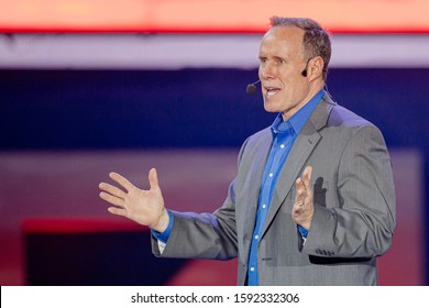 Moscow, Russia - 11.28.2017 /  Stephen M. R. Covey, An American Writer And Public Speaker (author Of The Book The SPEED Of Trust) At Synergy Global Forum In Moscow