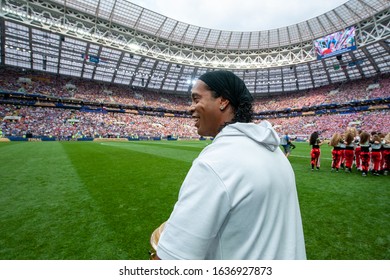 MOSCOW, RUSSIA: 15 July 2018 2002 World Cup Winner Ronaldinho Of Brazil Is Seen Before The 2018 FIFA World Cup Russia Final Between France And Croatia 