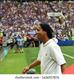 MOSCOW, RUSSIA: 15 July 2018 2002 World Cup Winner Ronaldinho Of Brazil Is Seen Before The 2018 FIFA World Cup Russia Final Between France And Croatia 