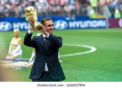 MOSCOW, RUSSIA: 15 July 2018 Former German International Footballer, Philipp Lahm Presents The 2018 FIFA World Cup Original Trophy Ahead Of The 2018 FIFA World Cup Final Between France And Croatia