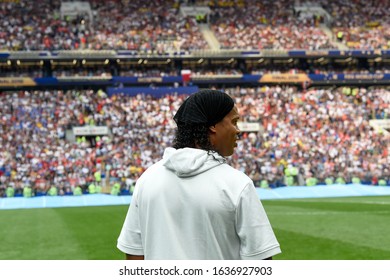 MOSCOW, RUSSIA: 15 July 2018 2002 World Cup Winner Ronaldinho Of Brazil Is Seen Before The 2018 FIFA World Cup Russia Final Between France And Croatia 