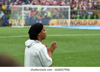 MOSCOW, RUSSIA: 15 July 2018 2002 World Cup Winner Ronaldinho Of Brazil Is Seen Before The 2018 FIFA World Cup Russia Final Between France And Croatia 