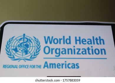 Moscow, Russia - 15 June 2020: Mobile Phone Screen With The Official Homepage Of World Health Organisation Website.