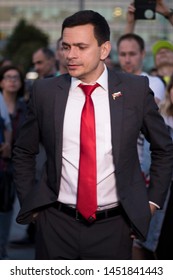 Moscow, Russia -15.07.2019: The Candidate For Moscow City Duma Ilya Yashin Declared 734 